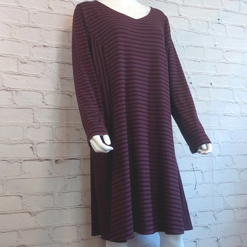 Apartment 9 Jersey Knit V Neck Popover Stripe Dress NWT 2X XXL 18